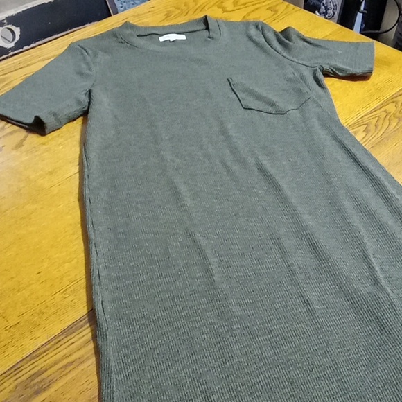 MADEWELL WOMENS Dress MIDI LONG Dark Green Knitted Knit Stretch Used Preowned - Picture 3 of 9